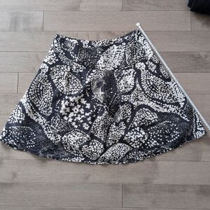 Jacob Black and White Floral Skater Skirt